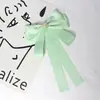 Pajarita para Mujer, Moño Grande en Verde Claro con Pasador de Cinta de Perlas, Broche Accesorio Estilo Universitario, Broche de Perlas