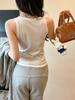 2025 Primavera y Verano Nuevo Camisola de Color Sólido Chaleco para Mujer Simple Cuello Redondo Ajustado Adelgazante Camisola Chaleco sin Mangas