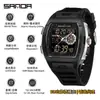 Reloj Deportivo Sanda de Doble Pantalla para Estudiantes de Secundaria, Montañismo al Aire Libre, Hora Mundial, Resistente al Agua, Cuenta Atrás, Versátil, Elegante Reloj Electrónico