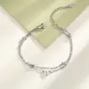 Pulseira de Trevo de Quatro Folhas com Zircônia Design de Camada Dupla Popular no Instagram Pulseira de Contas Redondas Coração Estilo Coreano Pulseira de Trevo com Diamante Brilhante