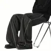 Pantalones de chándal holgados rectos para hombre de otoño, marca de moda, lavados y desgastados, pantalones largos casuales deportivos retro americanos, nuevo estilo de moda