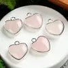 Piedra Natural Amatista Lapislázuli Lapislázuli 15 mm Colgante Borde de Amor Collar de Bricolaje Pendientes Accesorios de Joyería en Forma de Corazón
