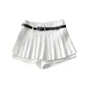 Calça Saia Curta Branca de Cintura Alta da Moda para o Verão, Saia Plissada, Saia Versátil Evasê Emagrecedora
