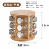 Estante de Condimentos de Bambú para Uso Doméstico, Estante Giratorio para Almacenamiento de Especias, Estante Multifuncional para Botellas de Condimentos de Cocina, Botellas de Condimentos de Vidrio