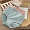 Ropa interior de algodón puro de cintura alta para mujer con estampado de letras, entrepierna transpirable y antibacteriana, calzones simples de cintura media-alta para niñas