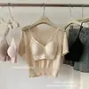 Sutiã Fino Sem Costura Estilo Doce e Picante com Estampa de Bolinhas Estilo Coreano, Costas em U Amplas e Múltiplos Estilos de Uso
