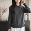 Suéter de punto de manga larga con cuello polo y pedrería resistente, nuevo top pullover para mujer de primavera/otoño para llevar solo o con capas, con cuello de solapa