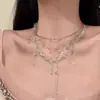 Collar de cuentas tipo súper hada y hermoso Yingying Flower Powder, Gargantilla multicapa