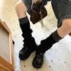 Cubiertas de Calcetines de Lana Estilo Otoño e Invierno Y2K Calcetines de Punto con Bloques de Color Retro Melard Slouch para Mujer Calentadores de Piernas Cálidos con Bloques de Color de Moda