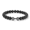 Pulsera elástica de cuentas hexagonales para mancuernas, color negro mate y ágata azul, de comercio exterior, superventas transfronteriza, nicho