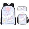 2024 Transfronterizo Cinnamoroll Perro de Orejas Grandes Perro Canela Mochila Estudiante Tres Piezas Bolsa Escolar Bandolera Estuche