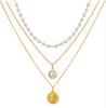 2021Shopee Candado de perla estilo europeo y americano creativo simple moda temperamento joyería para mujer collar de cadena geométrica