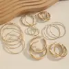 Superventas Transfronterizos Europeos y Americanos, Pendientes de Aro Redondos de Metal de Moda y de Alta Gama, Juego de 8 Pares, Pendientes Redondos de Metal Exagerados y Versátiles para Mujer