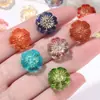 Cuentas de Vidrio Checo con Diseño de Flor de Ciruelo Pintada en Oro de 14 mm, Cuentas Sueltas de Flor de Cinco Pétalos con Agujero Central, Materiales para Pulsera de Cuentas Hecha a Mano y Pasador de Pelo