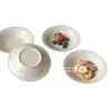 Plato Blanco Francés Estilo Ins con Patrón Vertical en Relieve Bol Bajo Simple Cerámica para el Hogar Bol para Yogur Bol Nido de Pájaro Bol para Postre