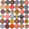 Nuevos botones redondos de madera impresos y pintados con diseño retro étnico de 15/20/25 mm, 100 unidades