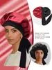 Gorro de dormir de seda de doble capa con cintas para comercio exterior transfronterizo, gorro de belleza y cuidado del cabello para mujer con amarre posterior, gorro de pañuelo para la cabeza con lazo
