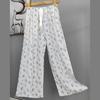 Pantalones de Pijama de Algodón Finos de Verano para Mujer con Estampado de Dibujos Animados, Pantalones de Pierna Ancha para Mujeres Embarazadas, Tallas Grandes, Adecuados para Usar Afuera, Pantalones Largos de Algodón, Exportación