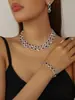 Temporada de Casamento Europeia e Americana Luxo Brincos Colar Conjunto de Joias Feminino Prata Joias Deslumbrantes Data Vestido de Casamento Pescoço
