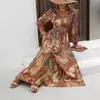 Comercio Exterior Transfronterizo 2026 Amazon Otoño Más Vendido Vestido de Moda Versátil con Estampado para Mujer de Manga Larga con Cuello en V y Corte Acampanado
