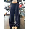 Calça de moletom retrô americana com bolinhas para mulheres, novo estilo outono 2026, cintura alta, cordão, solta, modeladora, calça de moletom casual de perna larga