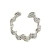 Estilo Coreano Ins Diseño de Nicho Moda Elegante Fresco Joyería Anillo de Ola de Tres Capas de Plata de Ley S925 Simple