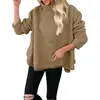 Otoño/Invierno 2025 Moda Femenina Europea y Americana de Amazon Transfronterizo Nuevo Sudadera de Color Sólido de Cuello Alto Peluda Top de Felpa para Mujer