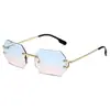 Gafas de sol sin montura de moda europeas y americanas transfronterizas, sentido de alta gama para hombre, gafas de sol con ribete poligonal para mujer 2025