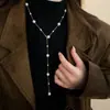 Nuevo collar de perlas artificiales de doble capa, cadena para la clavícula de moda exquisita transfronteriza, cadena de suéter de lujo ligero estilo francés