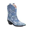 2026 Comércio Exterior Botas de Cowboy Ocidentais Bico Fino Salto Grosso Salto Alto Jeans Lantejoula Calce Fácil Salto Alto Botas de Moda Botas Martin
