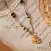 Popular Cadena Doble para Clavícula de Caballo con Piedra Natural Ojo de Tigre y Cuentas de Color Contrastante de Ainibeni, Collar de Moda y Versátil