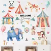 Pegatinas de Pared de Animales de Circo de Dibujos Animados Elefante Oso de Peluche Carpa Autoadhesivas Pintura Ponis Globos Pegatinas de Decoración de Pared
