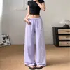 Pantalones deportivos casuales de pierna recta con estampado de letras estilo americano, nuevos pantalones para mujer con cordón, pantalones de pierna ancha, corte holgado, versátiles y que estilizan, pantalones largos