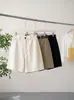 Shorts de Terno de Algodão Tencel para Mulheres, Roupa de Verão, Tamanho Petite, Estilo Old Money, Corte Evasê Wide-Leg, Calça Casual de Cinco Pontos