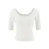 152-Camiseta da Moda Estilo Europeu e Americano com Decote Baixo e Manga Média para Mulheres Nova Coleção Primavera/Verão 2026 Top Básico Sexy Emagrecedor