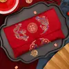 Envelopes Vermelhos de Tecido Luxuoso para Casamento, Envelopes de Dinheiro para Presente de Casamento com o Caractere para Felicidade, Envelopes Vermelhos para Cerimônia de Noivado