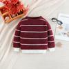 Comercio Exterior Transfronterizo Ropa Infantil Otoño e Invierno Nuevo Suéter Casual Infantil de Rayas Cuello Redondo Pulóver Cálido Suéter de Punto para Niños