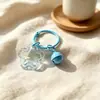 Estilo ins colorido oco transparente estrela de cinco pontas sino anel de cartão anel de livro chaveiro chaveiro material DIY acessório