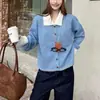 Suéter Cárdigan de Punto con Rayas en Contraste y Cuello Chal de Manga Larga Estilo Coreano Otoño e Invierno Nuevo Top Casual Perezoso Estilo Preppy para Mujer