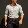 Nueva camisa de manga larga para hombre con estampado 3D de plumas en mezclilla estilo Western, top estampado de alta calidad