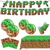 Nuevos Suministros para Fiesta Temática Estilo Pixel Decoración de Cumpleaños Arreglo de Fiesta Accesorios Platos de Papel Vasos de Papel Mantel Servilletas de Papel