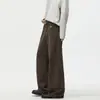OT Ropa de Hombre 2026 Otoño Nuevo Estilo Bolsillo con Dobladillo Pantalones Rectos Hombre Vintage Desgastado Sueltos Ligeramente Acampanados Casual Pantalones Largos