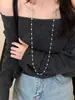 Collar de Perlas de Doble Capa de Alta Gama para Mujer 2024 Nuevo Otoño/Invierno Exquisito Versátil Cadena para Suéter Sudadera Accesorios