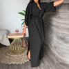 Verano 2026 Nueva Ropa para Mujer Europea y Americana Transfronteriza Vestido Ins Moda Casual Cuello Alto Abertura Color Sólido Vestido Largo