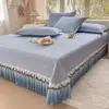 2026 Nuevo Modelo Clase A PE Poliéster Alfombrilla Refrescante de Frijol Hielo Polímero Alto Jacquard Tacto Frío Falda de Cama de Frijol Hielo Juego de Tres Piezas
