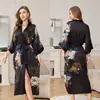Pijama de Satén Estampado Yao Ting para Mujer, Verano Tallas Grandes, Lujo Ligero, Mangas Tres Cuartos, Camisón Largo Fresco, Ropa de Casa Femenina Transfronteriza