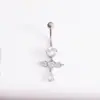 Amazon eBay Explosões Aço Inoxidável Zircônia Longo Piercing de Umbigo Coração Diamante Fivela de Umbigo Prego de Umbigo