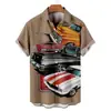 2024 nueva camisa hawaiana de carreras con impresión 3D de manga corta para hombre, playa, comercio exterior para hombre