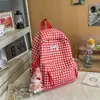 Mochila de Cuadros Estilo Nuevo 2026 Gran Capacidad Casual Estilo Coreano Estilo Universitario Mochila Escolar para Secundaria y Preparatoria para Mujeres