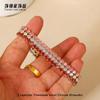 Pulseira Corrente com Garras de Zircônia Colorida em Aço Inoxidável para Mulheres, Luxo Leve, Aço Titânio de Alta Qualidade, Pulseira Elástica que Não Desbota, Estilo Europeu e Americano